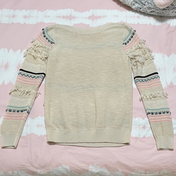 Women's Loft Cotton Multicolor Fringed Sweater size S - Picture 7 of 7